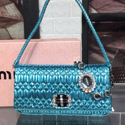 MiuMiu 2019 Matelasse Crystal Tote Shoulder Cross Bag,28cm - 미우미우 2019 마틀라세 크리스탈 토트 숄더 크로스백,5BD233 , MIUB0306, 28cm,블루