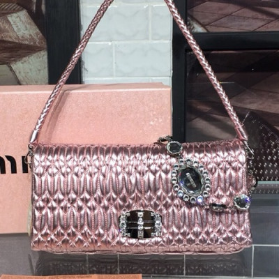 MiuMiu 2019 Matelasse Crystal Tote Shoulder Cross Bag,28cm - 미우미우 2019 마틀라세 크리스탈 토트 숄더 크로스백,5BD233 , MIUB0308, 28cm,핑크