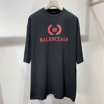 Balenciaga 2019 Mm/Wm Oversize Logo Short Sleeved Tshirt - 발렌시아가 남자 오버사이즈 로고 반팔티 Bal0232x.Size(xs - l).블랙