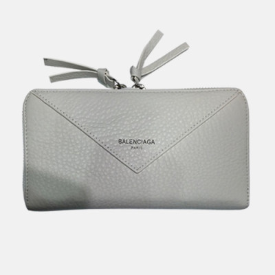 Balenciaga 2019 Leather Zip Round Wallet.19cm - 발렌시아가 2019 레더 남여공용 지퍼 라운드 장지갑 BGW0016.19cm,화이트