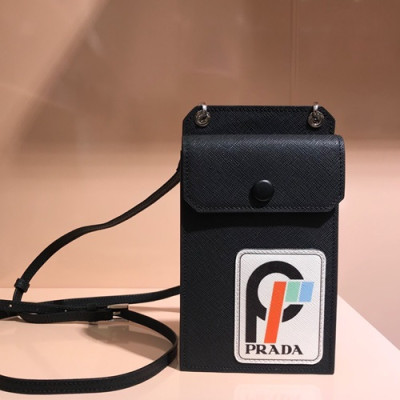 Prada 2019 Leather Shoulder Bag / Phone Bag ,19CM - 프라다 2019 레더 남여공용 숄더백 / 폰백,1DH068-2,19CM,블랙