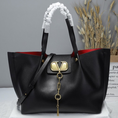 Valentino 2019 Garavani Escape Leather Large  Tote Shoudler Shopper Bag,41CM - 발렌티노 2019 가라바니 이스케이프 레더 라지 토트 숄더 쇼퍼백, VTB0545,41CM,블랙