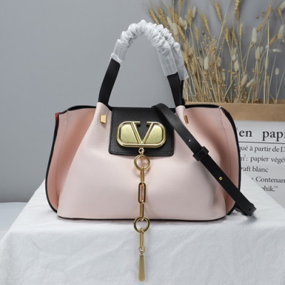 Valentino 2019 Garavani Escape Leather Small Tote Shoudler Shopper Bag,31CM - 발렌티노 2019 가라바니 이스케이프 레더 스몰 토트 숄더 쇼퍼백, VTB0546,31CM,연핑크