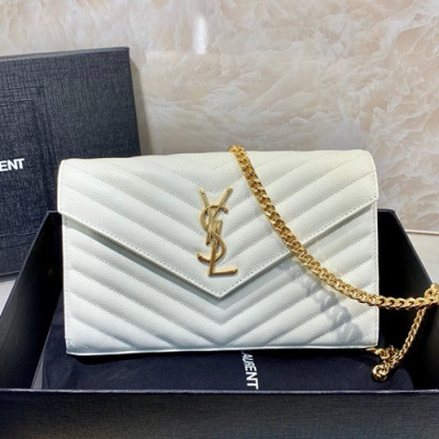 Saint Laurent Women Monogram Chain Shoulder Bag,22.5 CM - 입생로랑 여성용 모노그램 체인 숄더백 360452 , SLB0325, 22.5CM,화이트