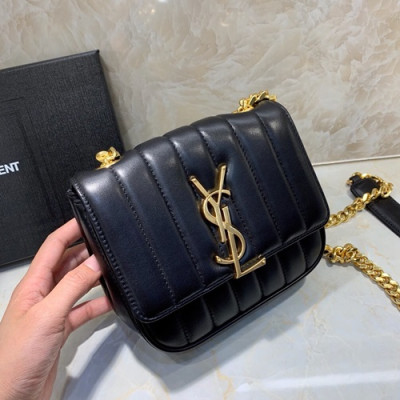 Saint Laurent Women Vicky Mini Chain Shoulder Bag,17.5CM - 입생로랑 여성용 비키 미니 체인 숄더백 538439 , SLB0332, 17.5CM,블랙