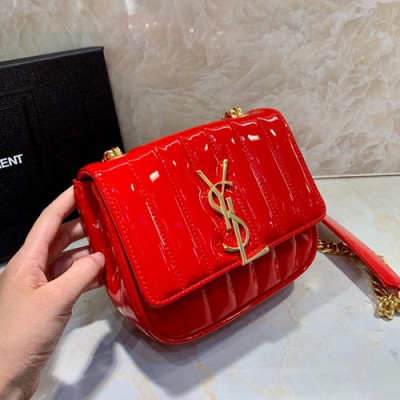 Saint Laurent Women Vicky Mini Chain Shoulder Bag,17.5CM - 입생로랑 여성용 비키 미니 체인 숄더백 538439 , SLB0335, 17.5CM,레드