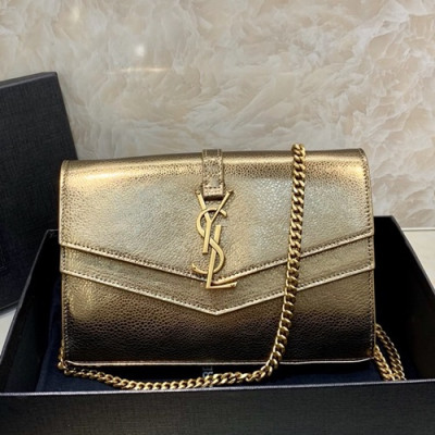 Saint Laurent 2019 Chain Wallet Cross Shoulder Bag,22cm - 입생로랑 2019 체인 월릿 숄더 크로스백 554763 , SLB0350,22cm,옐로우골드