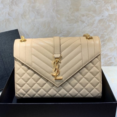 Saint Laurent 2019 Women Envelop Satchel Shoulder Bag,24CM - 입생로랑 2019 여성용 엔벨롭 사첼 숄더백 487206 , SLB0365,24CM,베이지