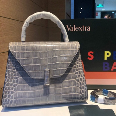 Valextra 2019 Leather Tote Shoulder Bag,26CM - 발렉스트라 2019 레더 토트 숄더백,VALB0003,26CM,그레이