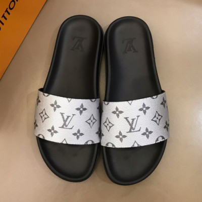 Louis Vuitton 2019 Mens Initial Logo Leather Slipper - 루이비통 남성 이니셜 로고 레더 슬리퍼 Lou01148x.Size(240 - 275).그레이