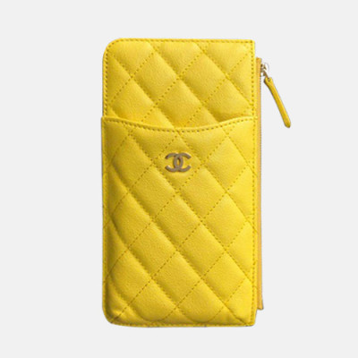 Chanel 2019 Ladies Wallet / Coin Purse / Card Purse / Phone Case - 샤넬 2019 여성용 레더 장지갑  / 동전지갑 / 카드지갑 / 휴대폰 케이스,CHAW0005,19.5cm.옐로우(금장)