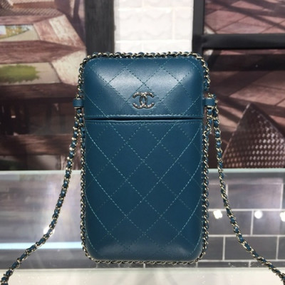 Chanel 2019 Leather Chain Shoulder Bag / Phone Bag,20CM - 샤넬 2019 레더 체인 숄더백/폰 백 CHAB0801,20CM,블루