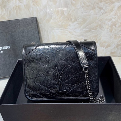 Saint Laurent 2019 Women Niki Mini Chain Shoulder Bag,19CM - 입생로랑 2019 여성용 니키 미니 체인 숄더백 583103 , SLB0375,19CM,블랙