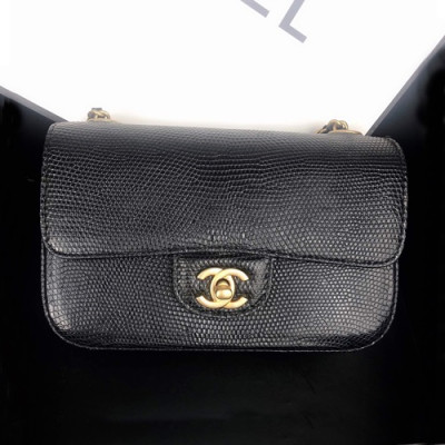 Chanel 2019 Lizard Leather Chain Shoulder Bag - 샤넬 2019 리저드 레더 체인 숄더백 CHAB0809,블랙(금장)