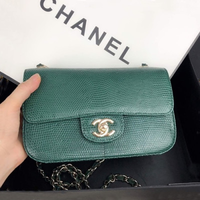 Chanel 2019 Lizard Leather Chain Shoulder Bag - 샤넬 2019 리저드 레더 체인 숄더백 CHAB0812,그린(금장)