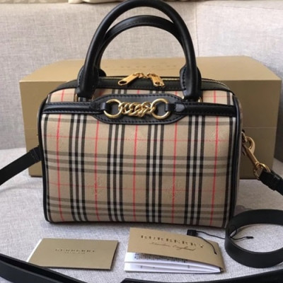 Burberry 2019 Tote Shoulder Bag,23/31CM - 버버리 2019 여성용 토트 숄더백,BURB0310,23/31CM,블랙+베이지