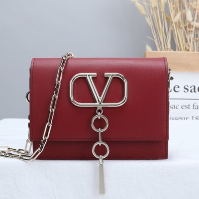 Valentino 2019 Vcase Leather Chain Shoudler Bag,17.5/22CM - 발렌티노 2019 Vcase 여성용 레더 체인 숄더백 ,VTB0582,17.5/22CM,레드