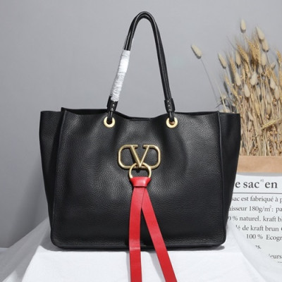 Valentino 2019 V-ring Tote Shopper Bag,28/34CM - 발렌티노 2019 브이링 여성용 토트 쇼퍼백 ,VTB0619,28/34CM,블랙