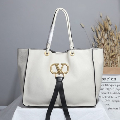 Valentino 2019 V-ring Tote Shopper Bag,28/34CM - 발렌티노 2019 브이링 여성용 토트 쇼퍼백 ,VTB0620,28/34CM,화이트