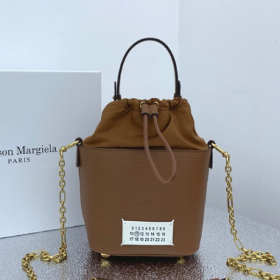 Maison Margiela 2019 Leather Bucket Chain Tote Shoulder Bag,23cm - 메종 마르지엘라 2019 레더 버킷 체인 토트 숄더백,MMB0011,23cm,브라운