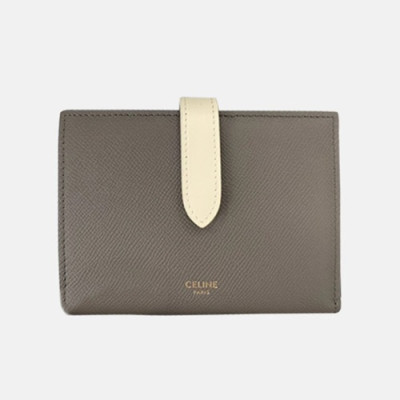 Celine 2019 Ladies Wallet,14cm - 셀린느 2019 여성용 레더 중지갑,CELW0002,14cm.그레이