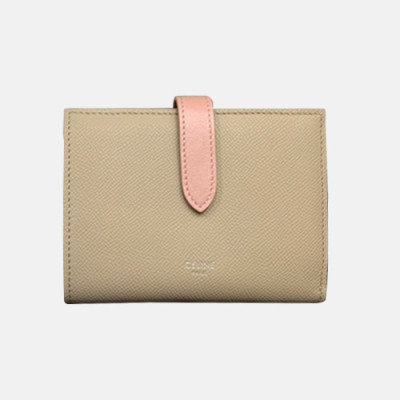 Celine 2019 Ladies Wallet,14cm - 셀린느 2019 여성용 레더 중지갑,CELW0005,14cm.베이지