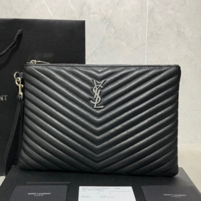 Saint Laurent Women Monogram Matelasse Clutch Bag,30CM - 입생로랑 여성용 모노그램 마틀라세 클러치백 413444, SLB0412,30CM,블랙