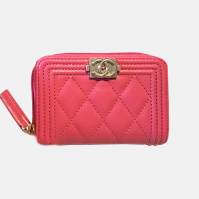 Chanel 2019 Ladies Wallet / Coin Purse / Card Purse  - 샤넬 2019 여성용 레더 반지갑 / 동전지갑 / 카드지갑 ,CHAW0018,11.5cm.핑크