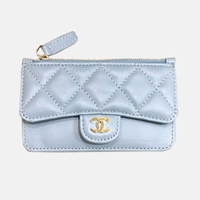 Chanel 2019 Ladies Wallet / Card Purse - 샤넬 2019 여성용 레더 중지갑  / 카드지갑 ,CHAW0029,13cm.연스카이블루(금장)