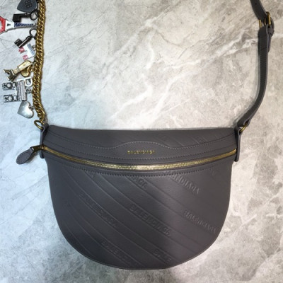 Balenciaga 2019 Leather Hip Sack ,27CM - 발렌시아가 2019 남여공용 레더 힙색,BGB0335,27CM,다크그레이