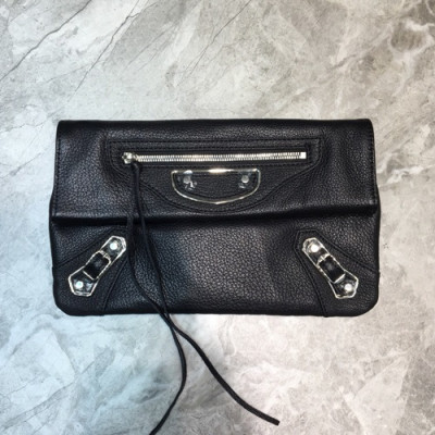 Balenciaga 2019 Leather Clutch Bag,30CM - 발렌시아가 2019 레더 여성용 클러치백, BGB0358, 30cm,블랙