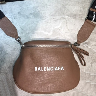 Balenciaga 2019 Leather  Shoulder Bag,24CM - 발렌시아가 2019 남여공용 레더 숄더백,BGB0364,24CM,브라운