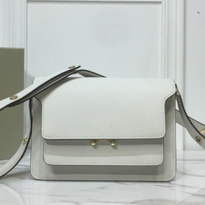 Marni 2019 Trunk Leather Shoulder Bag,24CM - 마르니 2019 트렁크 레더 숄더백, MARB0029,24CM,화이트