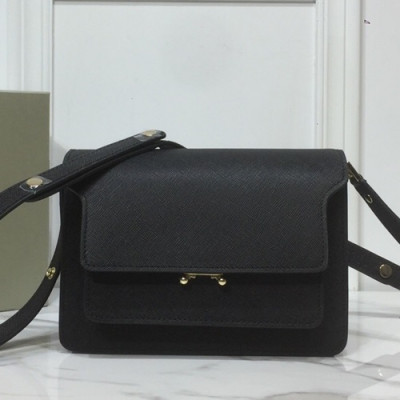 Marni 2019 Trunk Leather Shoulder Bag,24CM - 마르니 2019 트렁크 레더 숄더백, MARB0034,24CM,블랙