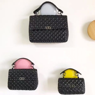 Valentino 2019 Garavani Ruckstud Spike Leather Chain Shoudler Bag,20/24/30CM - 발렌티노 2019 가라바니 락스터드 스파이크 여성용 레더 체인 숄더백 ,VTB0708,20/24/30CM,블랙