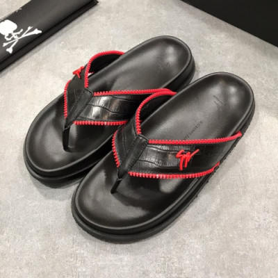 Giuseppe Zanoti 2019 Mens Logo Leather Flip-flap - 쥬세페자노티 남성 로고 레더 발가락 슬리퍼 Giu0043x.Size(240 - 275).레드