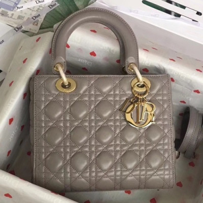 Dior 2019 Lady Dior Tote Shoulder Bag,24CM - 디올 2019 레이디 디올 토트 숄더백 DIOB0349,24CM,그레이(금장)