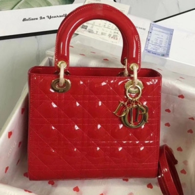 Dior 2019 Lady Dior Tote Shoulder Bag,24CM - 디올 2019 레이디 디올 토트 숄더백 DIOB0358,24CM,레드(금장)