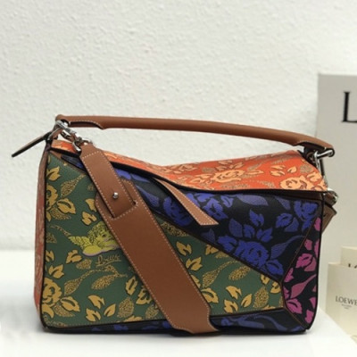 Loewe 2019 Puzzle Medium Shoulder Bag, 29CM - 로에베 2019 퍼즐 미듐 숄더백 ,LOEB0167, 29CM,오렌지+그린(블랙)