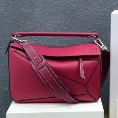 Loewe 2019 Puzzle Medium Shoulder Bag, 29CM - 로에베 2019 퍼즐 미듐 숄더백 ,LOEB0190, 29CM,다크레드