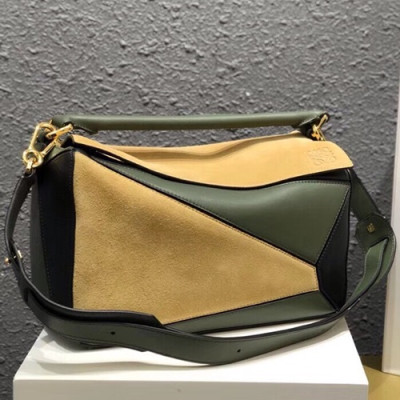 Loewe 2019 Puzzle Medium Shoulder Bag, 29CM - 로에베 2019 퍼즐 미듐 숄더백 ,LOEB0197, 29CM,베이지+그린