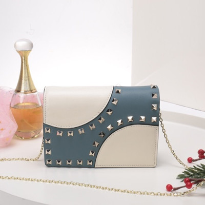 Valentino 2019  Leather Chain Shoudler Cross Bag,16.5CM - 발렌티노 2019 레더 체인 숄더 크로스백,VTB0717,16.5CM,블루