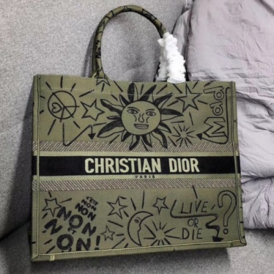 Dior 2019 Women Canvas Book Tote Shopper Bag ,41.5CM - 디올 2019 여성용 캔버스 북 토트 쇼퍼백  DIOB0361,41.5CM,카키