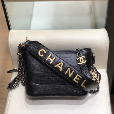 Chanel 2018 Gabrielle Hobo Leather Shoulder Bag ,20CM - 샤넬 2018 가브리엘 호보 레더 숄더백,CHAB0855,20CM,블랙