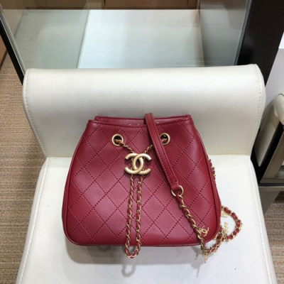 Chanel 2019 Leather Hobo Mini Chain Shoulder Cross Bag,18cm - 샤넬 2019 레더 미니 호보 체인 숄더 크로스백 CHAB0870,18cm,와인(금장)