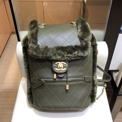 Chanel 2019 Leather & Fur Women Back Pack ,26CM - 샤넬 2019 레더 & 퍼 여성용 백팩,CHAB0901,26CM,그린