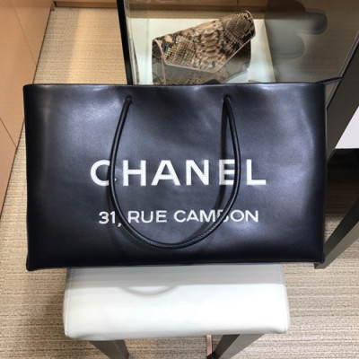 Chanel 2019 Leather Large Tote Shoulder Shopper Bag ,40CM - 샤넬 2019 레더 라지 토트 숄더 쇼퍼백  CHAB0907,40CM,블랙