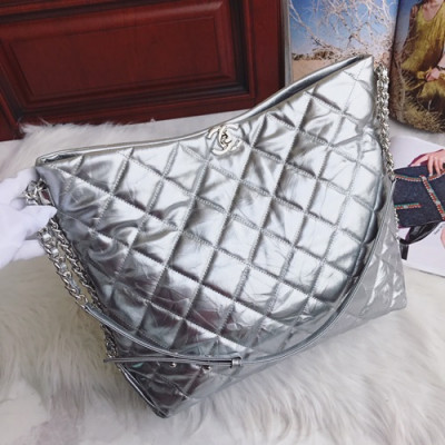 Chanel 2019 Leather Shoulder Shopper Bag ,34CM - 샤넬 2019 레더 숄더 쇼퍼백  CHAB0909,34CM,실버