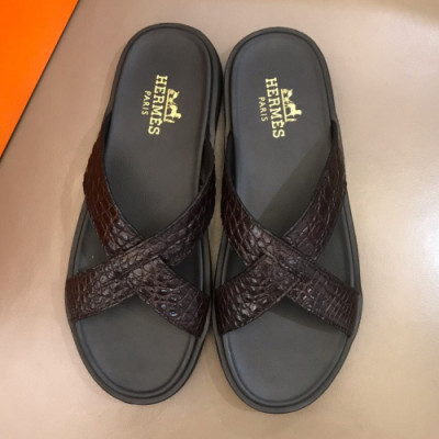 Hermes 2019 Mens Classic Leather Slipper - 에르메스 남성 클래식 레더 발가락 슬리퍼 Her02x.Size(240 - 275).2컬러(블랙/브라운)