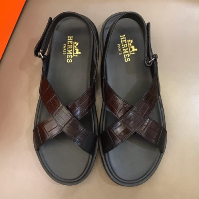 Hermes 2019 Mens Classic Leather Sandal - 에르메스 남성 클래식 레더 샌들 Her04x.Size(240 - 275).브라운